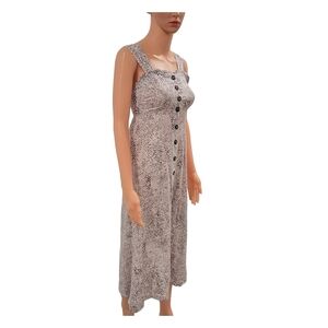 Button-Front Snakeskin Midi Dress